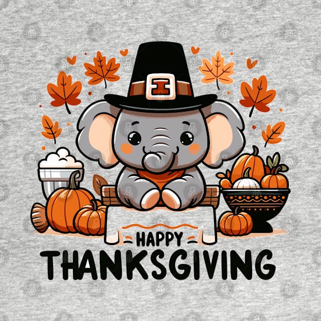 "Thanksgiving Joy" - Cute Elephant Celebrating Thanksgiving Design by WEARWORLD